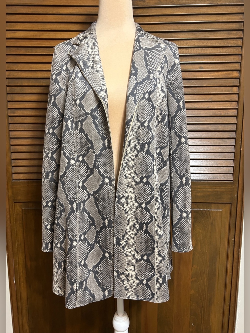 Premise Faux Leather Snake Print Open Cardigan Jacket Size XS